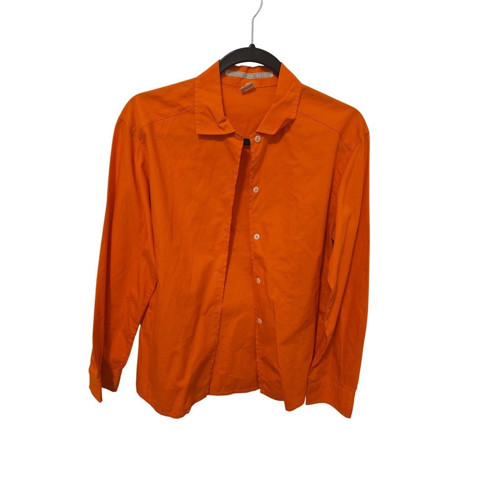 Moreno Martini Da Firenze Orange Cotton Button Up Top Made in Italy Womens